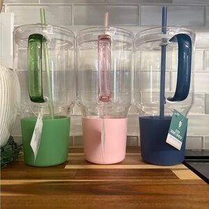 3 Target Bullseye Playground 33 oz Clear Glass Tumbler Easter Spring w Boot Cups